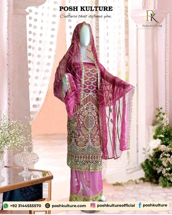 Embroidered Chiffon Unstitched 2-PC Suit | High-Quality Fabric by Posh Kulture