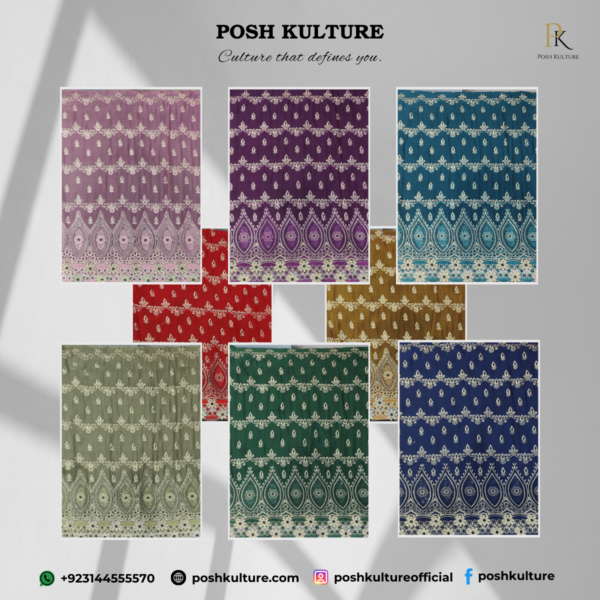 Embroidered Chiffon Unstitched 2-PC Suit | High-Quality Fabric by Posh Kulture - Image 3