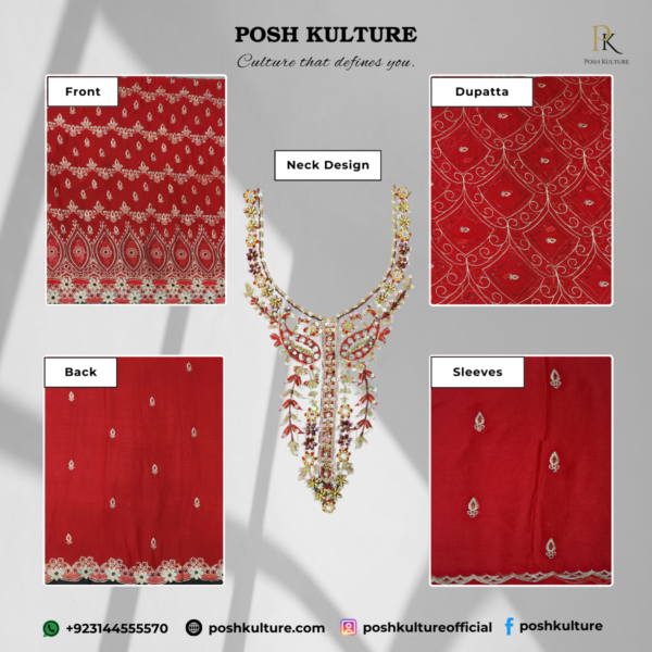 Embroidered Chiffon Unstitched 2-PC Suit | High-Quality Fabric by Posh Kulture - Image 2