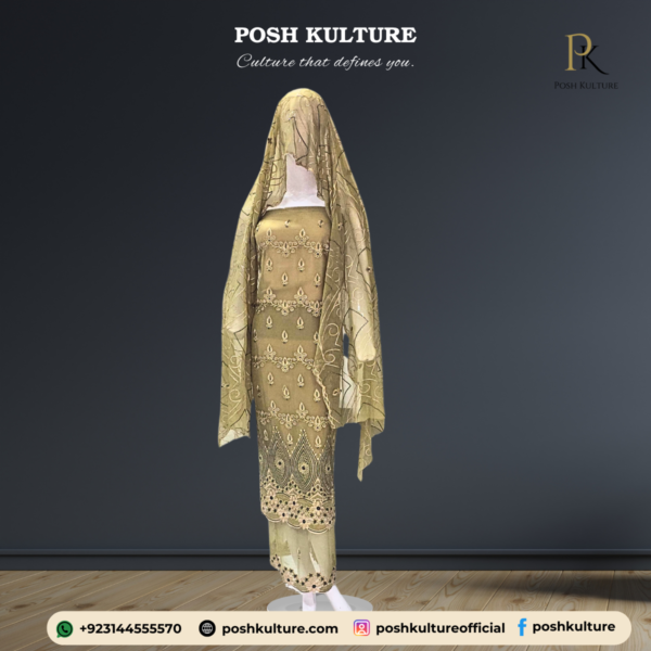 Embroidered Chiffon Unstitched 2-PC Suit | High-Quality Fabric by Posh Kulture