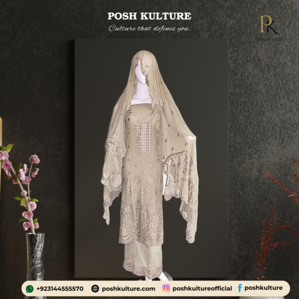 Embroidered Chiffon Unstitched 2-PC Suit | High-Quality Fabric by Posh Kulture - Image 4