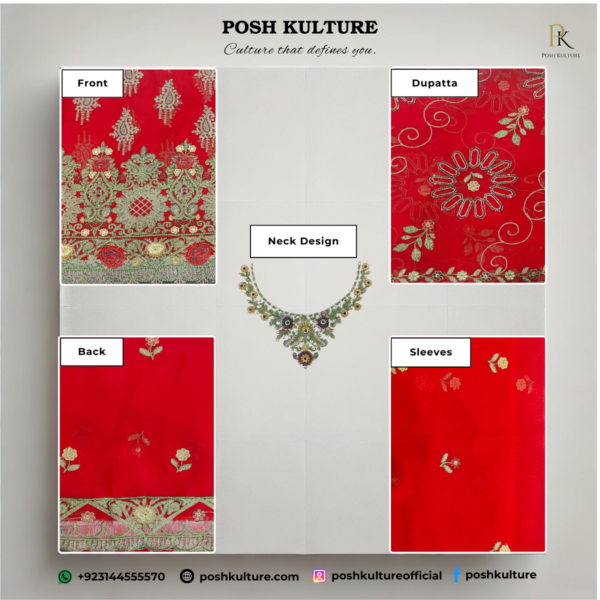 Embroidered Chiffon Unstitched 2-PC Suit | High-Quality Fabric by Posh Kulture - Image 5