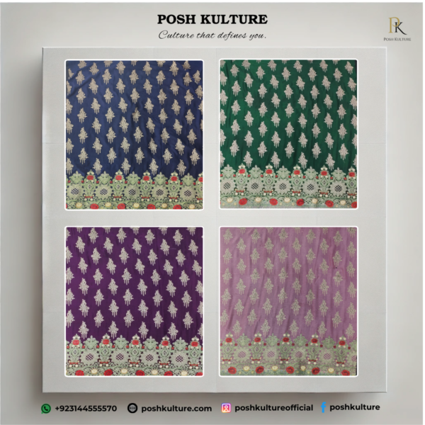 Embroidered Chiffon Unstitched 2-PC Suit | High-Quality Fabric by Posh Kulture - Image 6