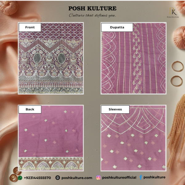 Embroidered Chiffon Unstitched 2-PC Suit | High-Quality Fabric by Posh Kulture - Image 6