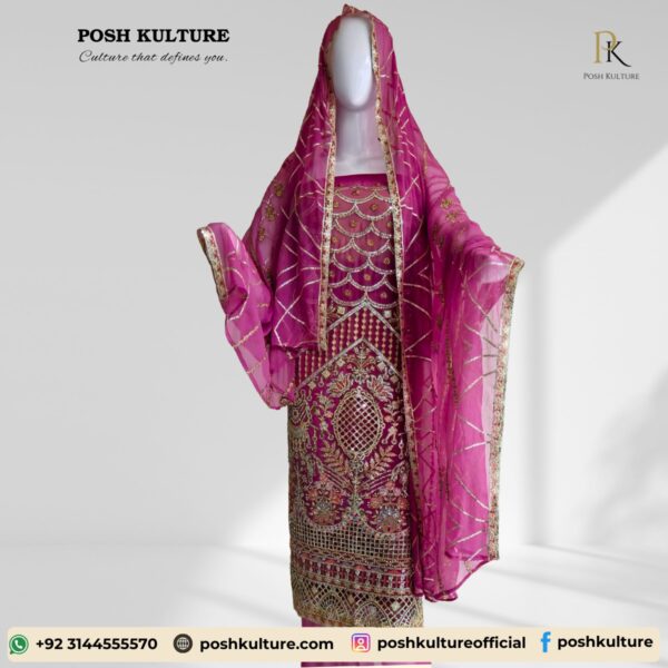 Embroidered Chiffon Unstitched 2-PC Suit | High-Quality Fabric by Posh Kulture - Image 2