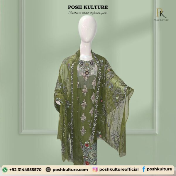 Embroidered Chiffon Unstitched 2-PC Suit | High-Quality Fabric by Posh Kulture - Image 4
