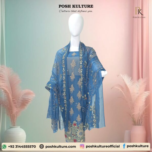 Embroidered Chiffon Unstitched 2-PC Suit | High-Quality Fabric by Posh Kulture
