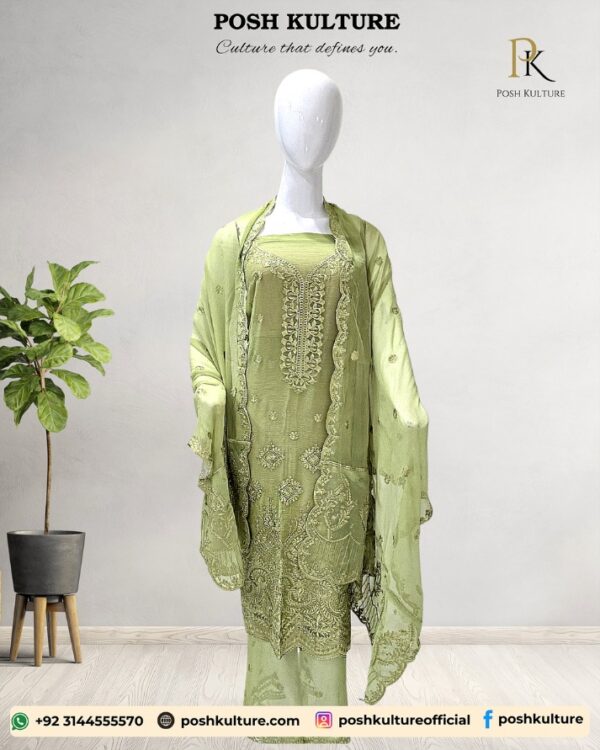 Embroidered Chiffon Unstitched 2-PC Suit | High-Quality Fabric by Posh Kulture - Image 2