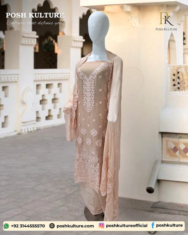 Embroidered Chiffon Unstitched 2-PC Suit | High-Quality Fabric by Posh Kulture - Image 3