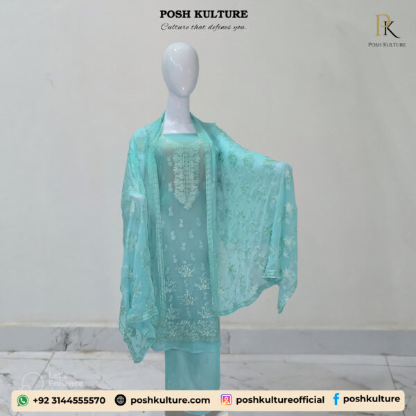 Embroidered Chiffon Unstitched 2-PC Suit | High-Quality Fabric by Posh Kulture - Image 3