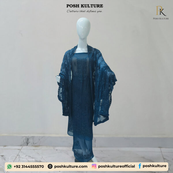 Embroidered Chiffon Unstitched 2-PC Suit | High-Quality Fabric by Posh Kulture