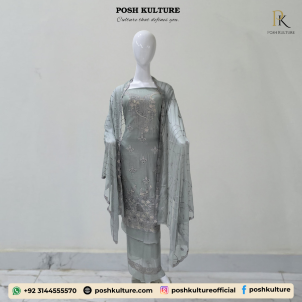 Embroidered Chiffon Unstitched 2-PC Suit | High-Quality Fabric by Posh Kulture - Image 2