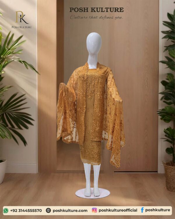 Embroidered Chiffon Unstitched 2-PC Suit | High-Quality Fabric by Posh Kulture - Image 4