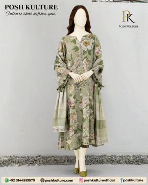 3 PC Luxury Digital Printed Voil Lawn Dupatta