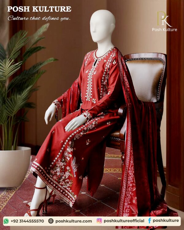 3 PC Lawn Suit With Daimond Dupatta