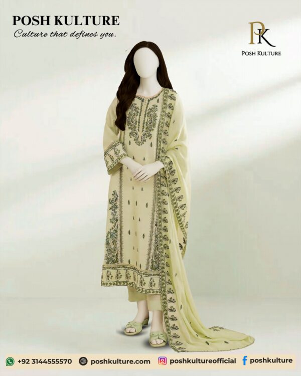 3 PC Lawn Suit With Net Dupatta
