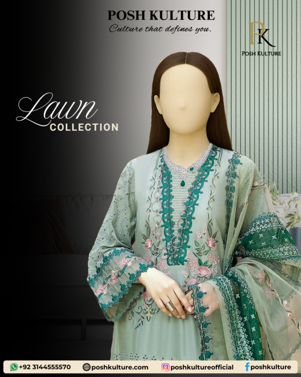 3-Piece Cotton Suit with Organza Dupatta - Image 3