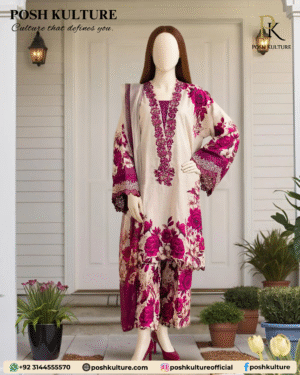 3PC Suit Lawn with Chiffon Printed Dupatta