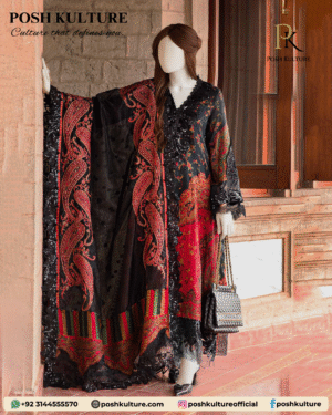 3PC Lawn with Chiffon Dupatta & Dyed Cambric Trouser