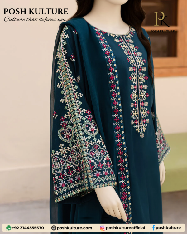 3PC Lawn Suit with Chiffon Printed Dupatta - Image 3