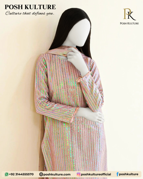 Sami Chiffon Fabric With Cotton Net Dupatta & Plan Malai Trosuer - Image 3
