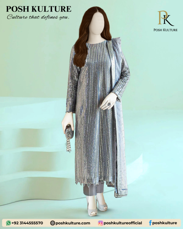 Sami Chiffon Fabric With Cotton Net Dupatta & Plan Malai Trosuer