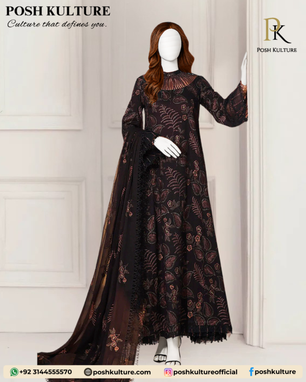 3PC Lawn With Bamber Chiffon EMB Dupatta