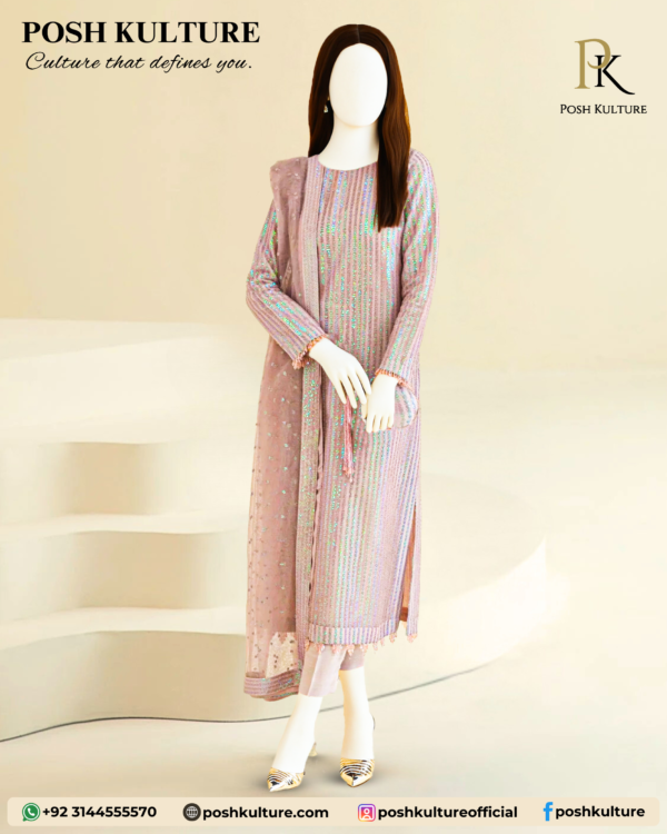 Sami Chiffon Fabric With Cotton Net Dupatta & Plan Malai Trosuer
