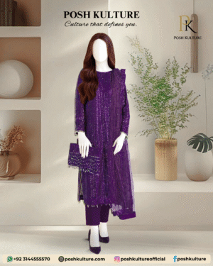 Semi Chiffon Fabric With Cotton Net Dupatta & Plain Malai Trouser