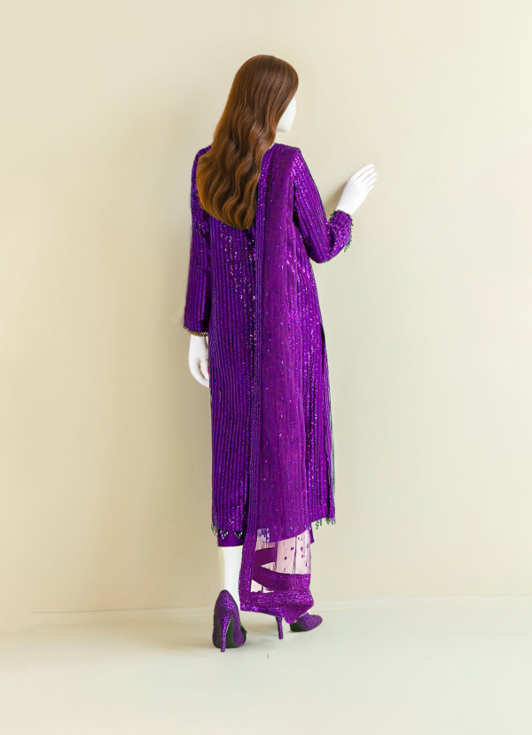 Sami Chiffon Fabric With Cotton Net Dupatta & Plan Malai Trosuer - Image 2