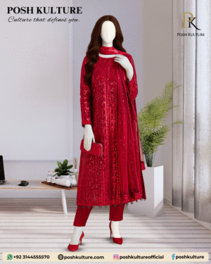 Semi Chiffon Fabric With Cotton Net Dupatta & Plain Malai Trouser