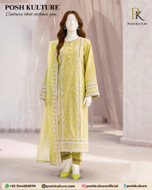 3PC Lawn With Bamber Chiffon EMB Dupatta