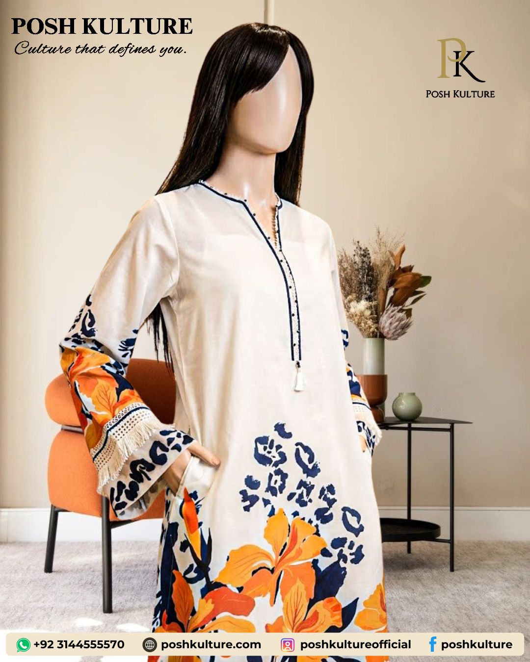 Light Cream Karandi Digital Print Unstitched 3-Piece Suit