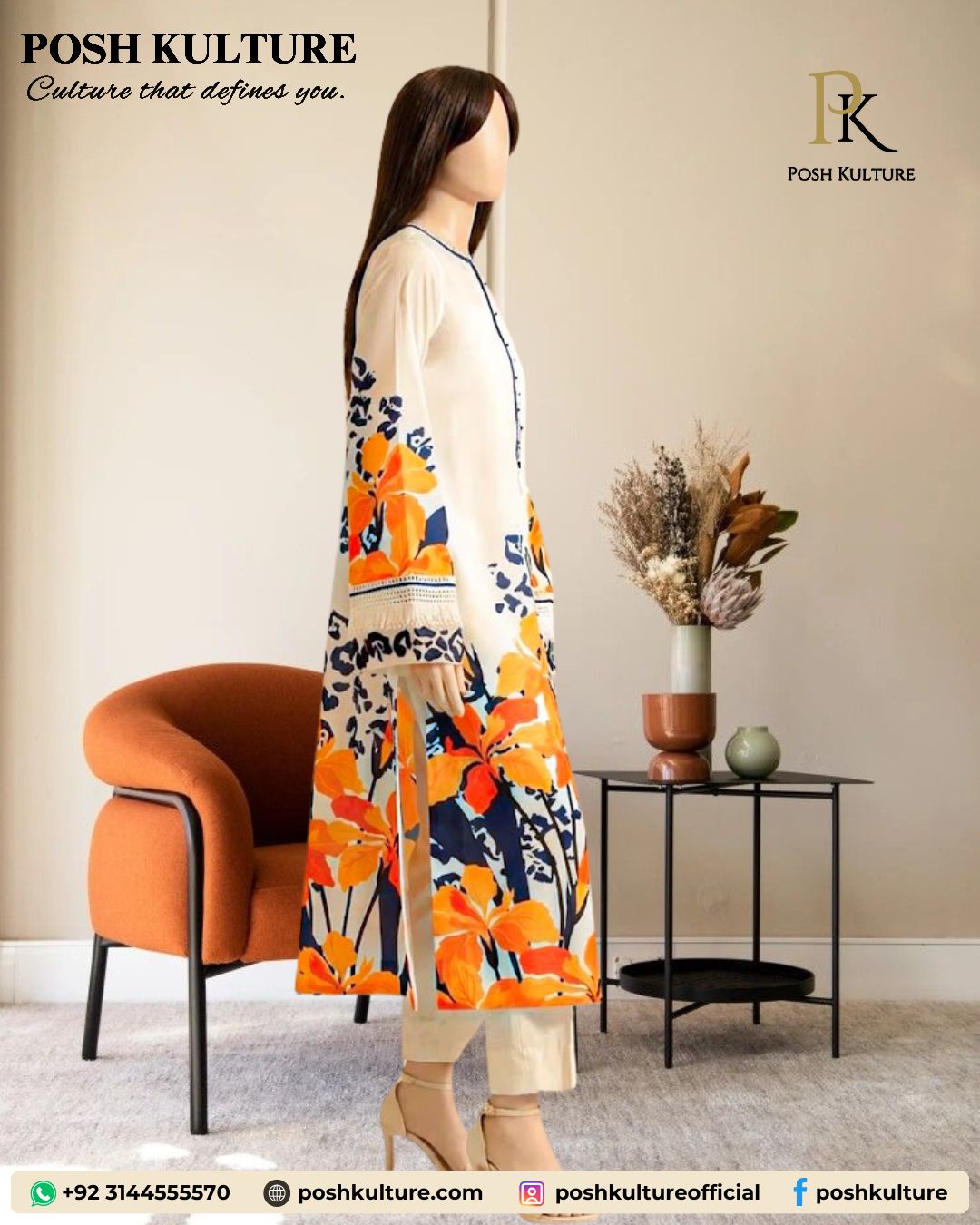 Light Cream Karandi Digital Print Unstitched 3-Piece Suit