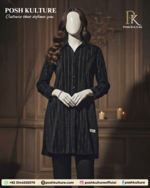 Elegant Black Chamki Velvet 2PC Unstitched Suit