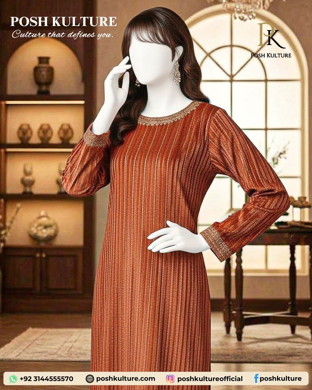 Festive Orange Chamki Velvet 2PC Suit | Unstitched Fabric with Radiant Chamki Lining