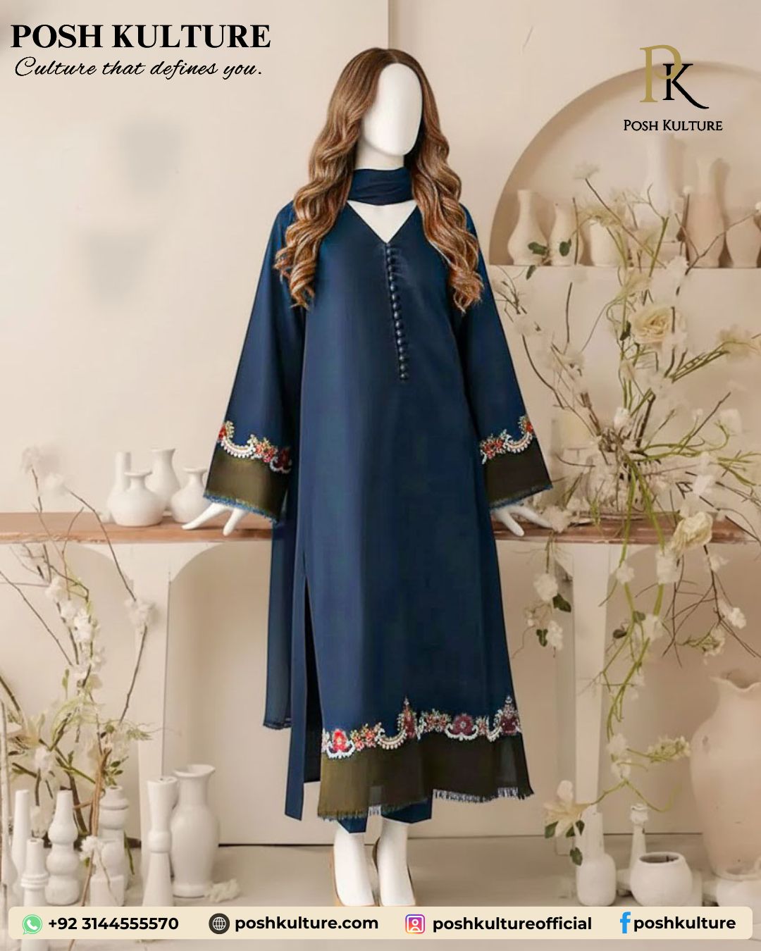 winter-luxury-dhanak-suit-captivating-navy-blue-with-floral-embroidery-olive-accents