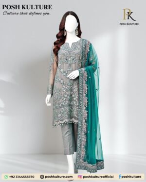 Posh Kulture Statement Wedding Net Suit | Heavy Handwork & Sequins