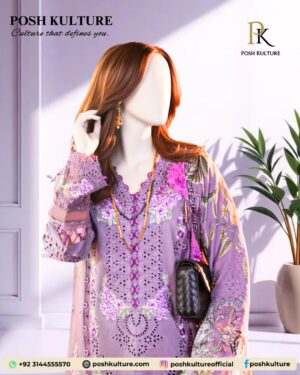 Heavy Chicken Kari Dhanak Suit with Premium Printed Wool Shawl - 3 Piece