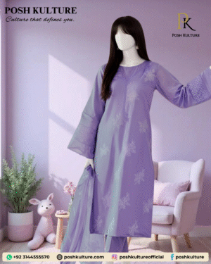 Charming Lavender Dhanak Suit with Heavy Embroidery & Premium Wool Shawl