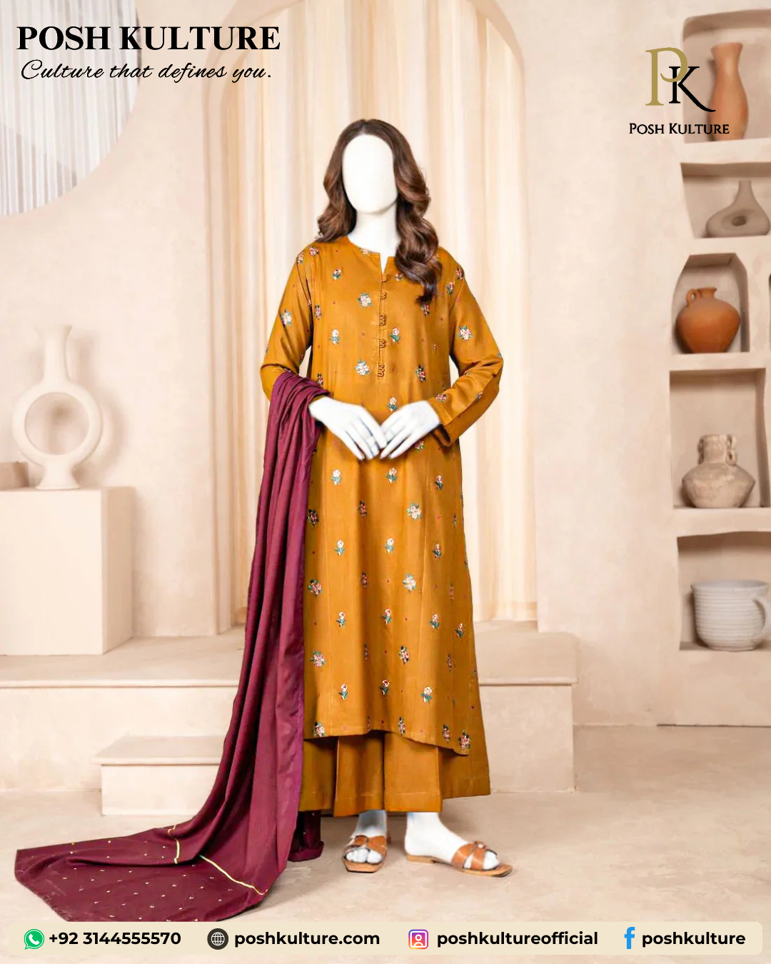 mustard-dhanak-suit-with-multicolor-embroidery-deep-maroon-shawl