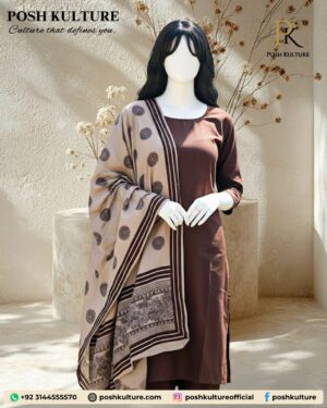 Brown Winter Elegance Dhanak Suit