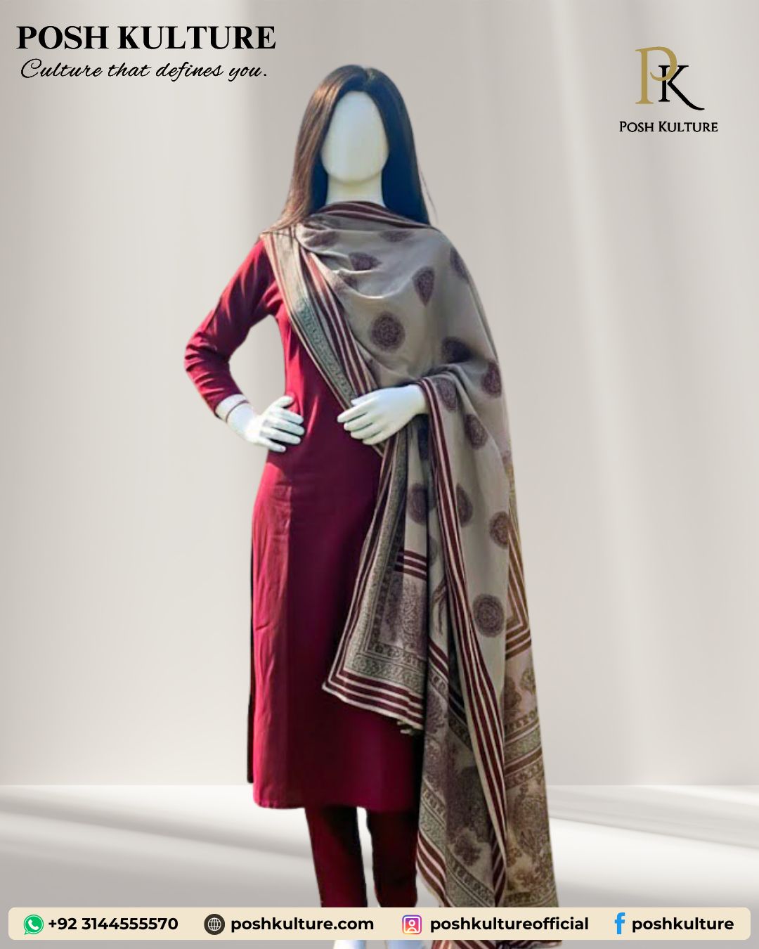 Maroon Festive Charm Dhanak Suit - Image 2