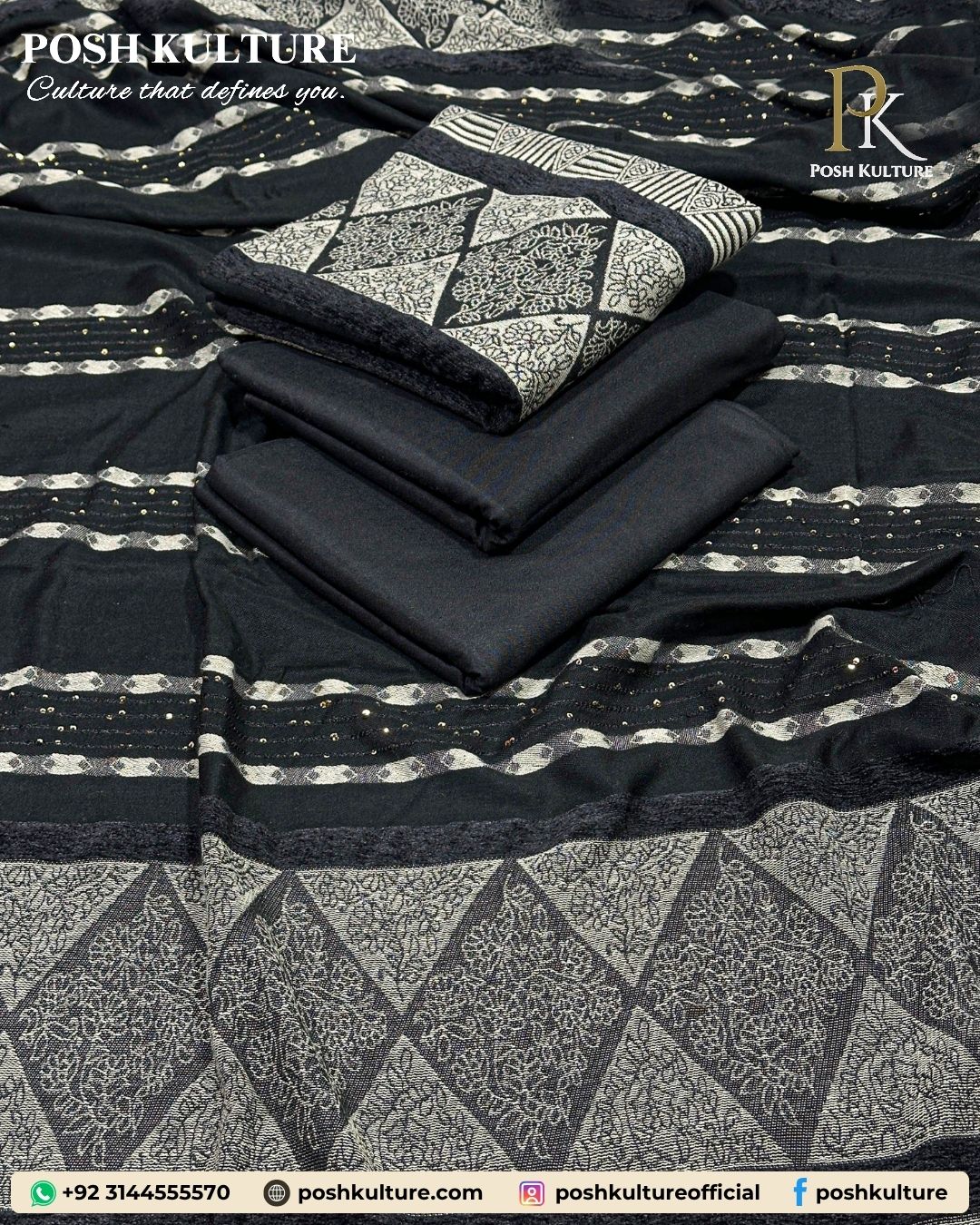 Most Hit Winter Range: 3PC Dhanak Marina Suit with Fancy Velvet Wool Shawl - Image 4