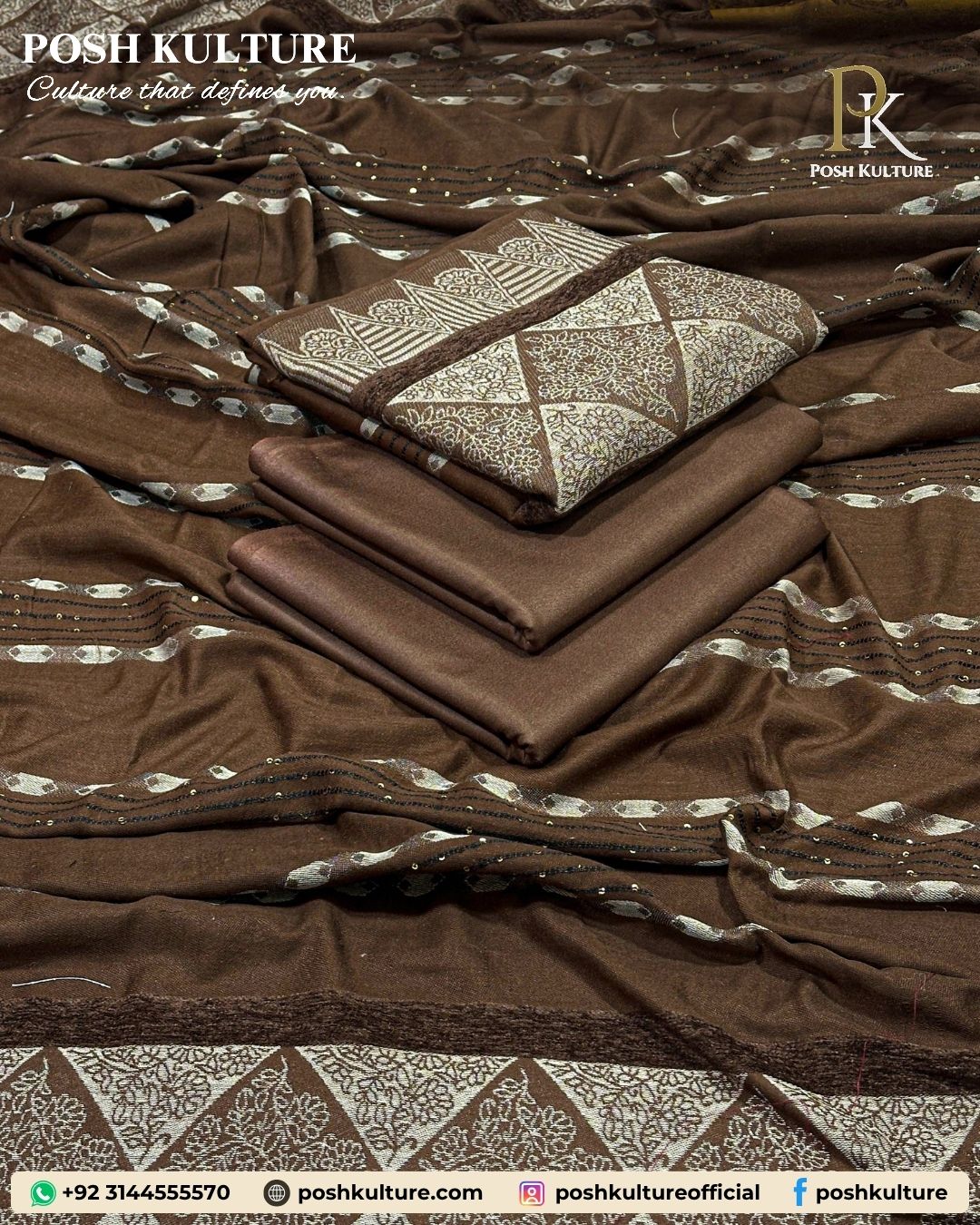 Most Hit Winter Range: 3PC Dhanak Marina Suit with Fancy Velvet Wool Shawl - Image 3