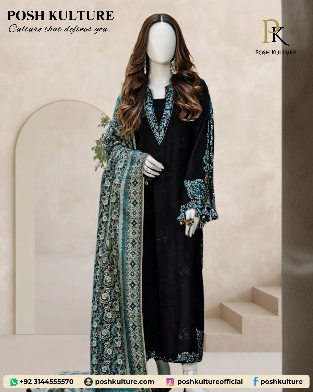 deep-navy-blue-luxury-embroidered-dhanak-suit-3-piece-with-printed-shawl