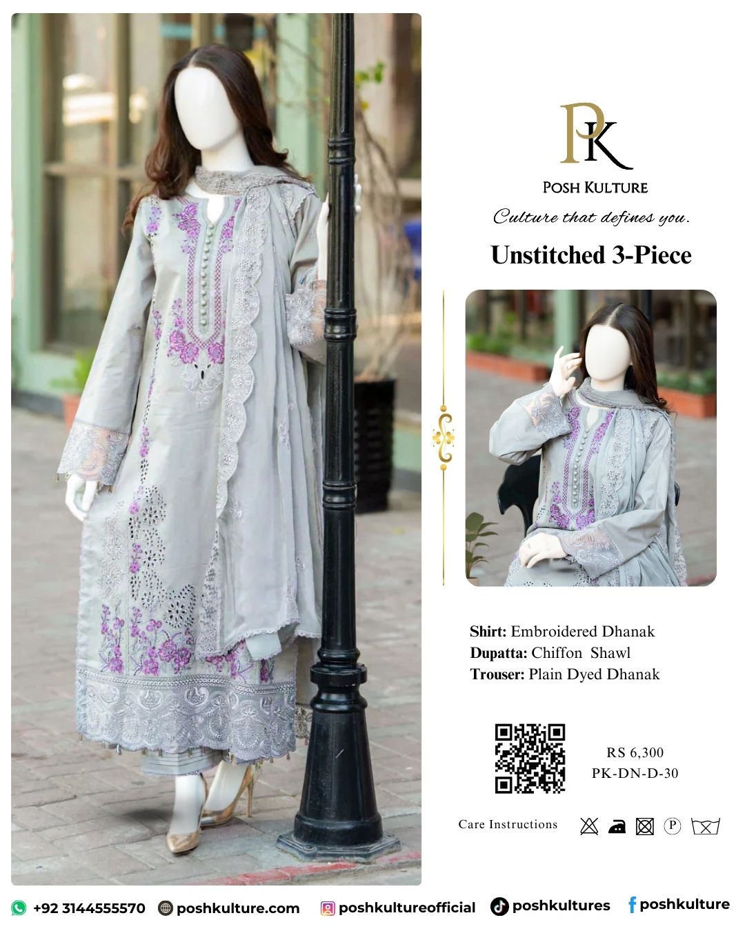 Representing Luxury Embroidered 3PC Dhanak Article