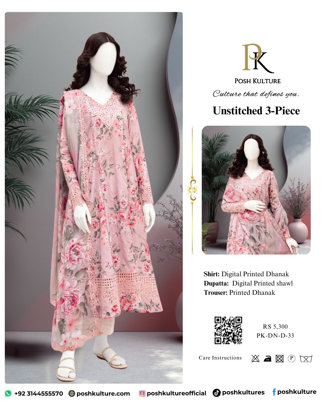 Representing Premium Digital Print Dhanak 3PC Suit