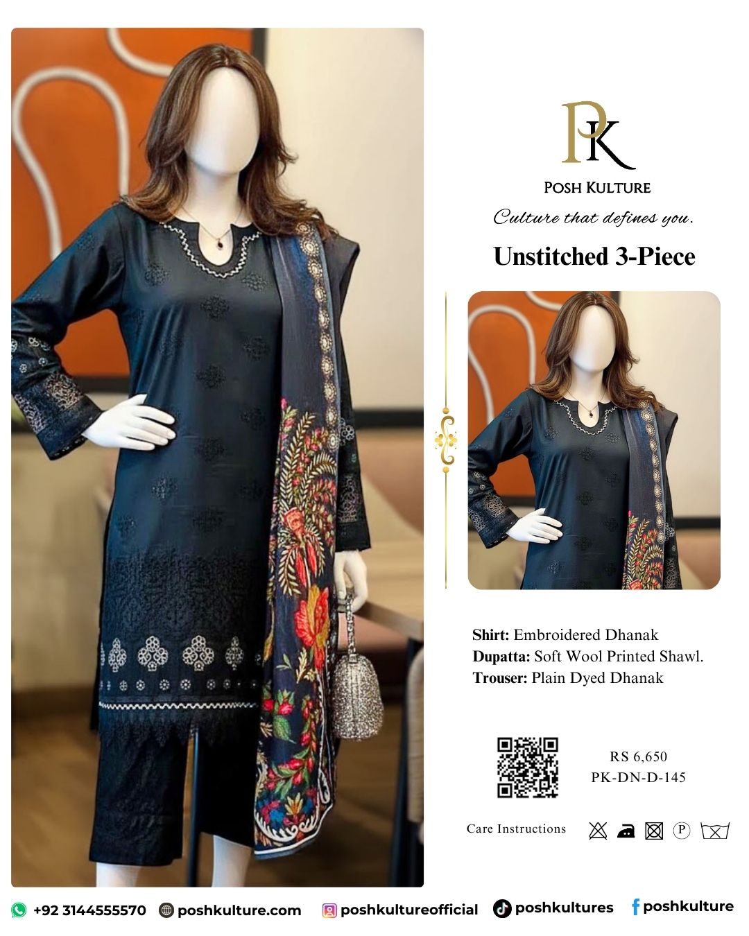 Premium Luxury Chikankari Embroidered Dhanak Suit