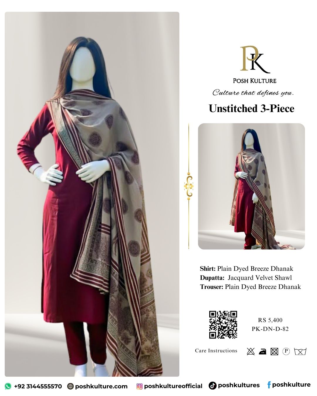 Maroon Festive Charm Dhanak Suit